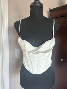 House of CB - BEA Ivory Satin Corset Bustier Top - NWOT - Size M